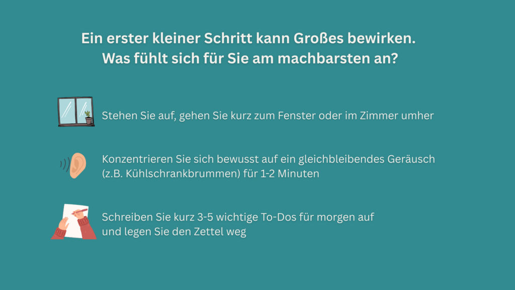Drei Soforthilfe-Tipps zum Gedankenkarussell stoppen nachts mit Illustrationen