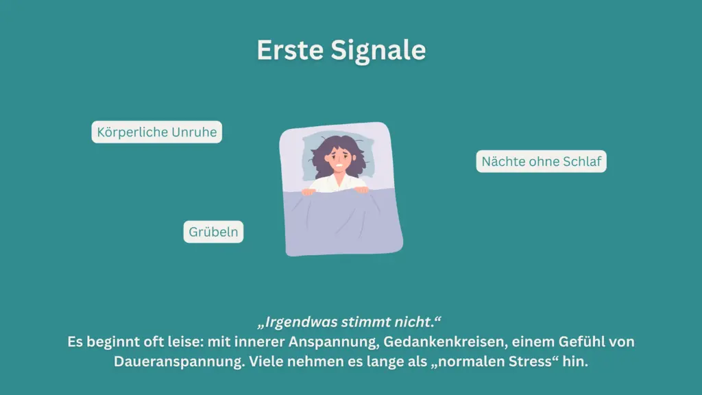Vermeidung bei generalisierter Angst: Wenn ständige Sorgen den Alltag einschränken Illustration einer Frau mit Schlafproblemen durch ständige Sorgen und Grübeln – erste Anzeichen generalisierter Angst